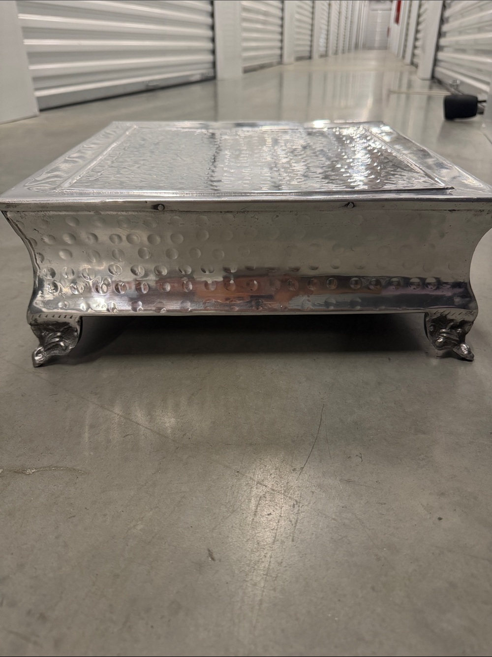 Hammered Silver Metal Serving Stand by
